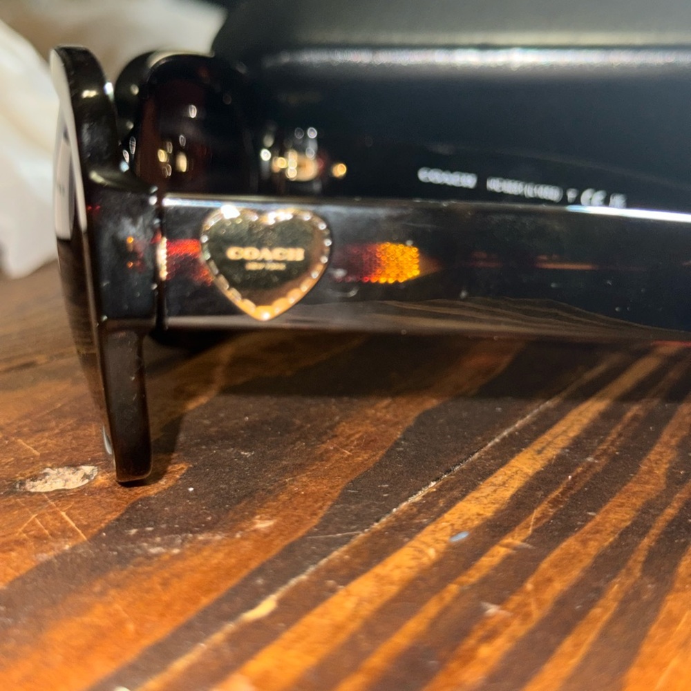 Coach Black and Brown Sunglasses with Gold Heart Accent - Picture 2 of 7